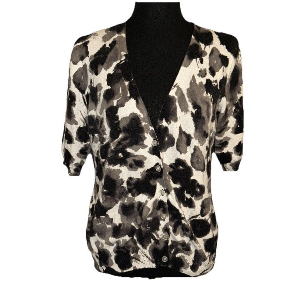 Maurices XL Button Up Animal Print V-Neck Cardigan
